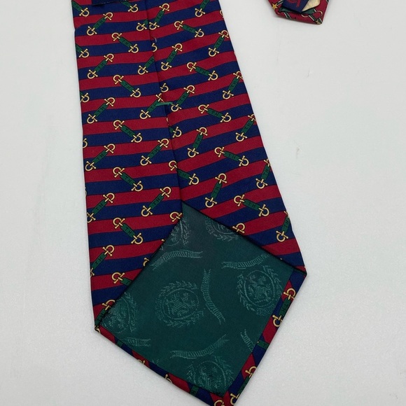 Tommy Hilfiger Italian Silk Imported Red Blue Neck Tie - Picture 10 of 14